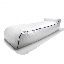 Chaise Longue Birba Blanc Zip bleu Simili-Cuir Parri JardinChic