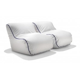 Fauteuil  Baby Birba Simili-cuir Blanc Zip Noir Bleu Parri JardinChic