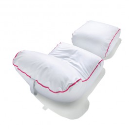 Pouf / Repose Pieds Birba Simili Cuir Blanc Zip Rose Fauteuil Birba Parri JardinChic 