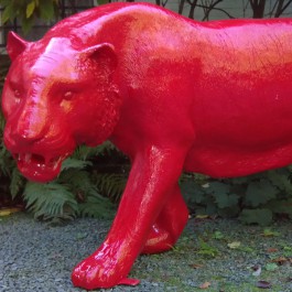 Statue Tigre Rouge Laqué Tex Artes Jardinchic