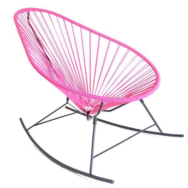 Rocking Chair Celestun Fuchsia Piètement Noir Boqa Jardinchic Rocking Chair Celestun Fuchsia Piètement Noir Boqa Jardinchic