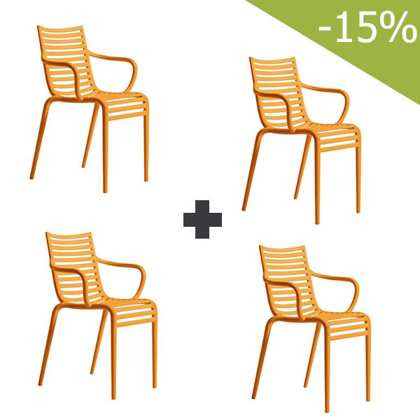 Offre Spéciale Lot de 4 Chaises Empilables avec Accoudoirs Pip-e Driade JardinChic Offre Spéciale Lot de 4 Chaises Empilables avec Accoudoirs Pip-e Driade JardinChic