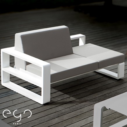 Méridienne Kama Accoudoir Droit Laque Structure Blanc Nacré sur demande - tissu sorti de collection EGO PARIS Jardinchic Méridienne Kama Accoudoir Droit Laque Structure Blanc Nacré sur demande - tissu sorti de collection EGO PARIS Jardinchic