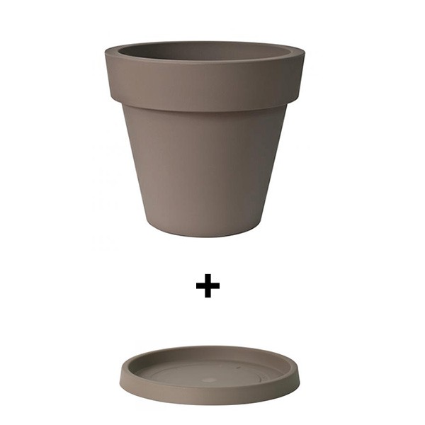 Pot Ikon 60 + soucoupe Taupe Euro3plast Jardinchic Pot Ikon 60 + soucoupe Taupe Euro3plast Jardinchic