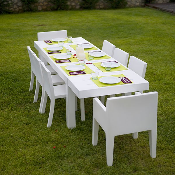 Table De Repas Jut 280cm Blanc avec Chaises Jut et Chaise avec Accoudoirs Jut (vendues séparément) Vondom Jardinchic Table De Repas Jut 280cm Blanc avec Chaises Jut et Chaise avec Accoudoirs Jut (vendues séparément) Vondom Jardinchic
