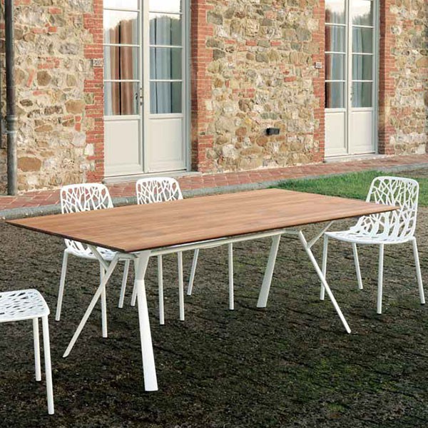 Table Rectangulaire L200cm Plateau Teck Radice Quadra Fast JardinChic Table Rectangulaire L200cm Plateau Teck Radice Quadra Fast JardinChic