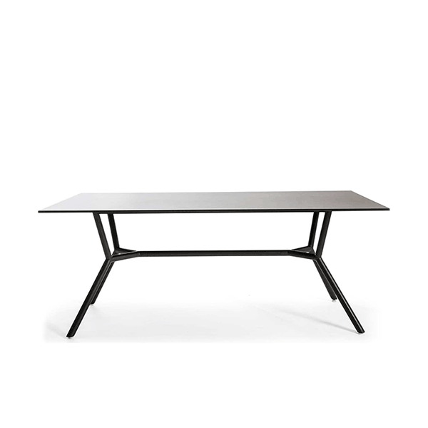 Table Repas Reef 180x100cm Piètement et Crossbar aluminium gris anthracite et Plateau HPL Noir Oasiq Jardinchic Table Repas Reef 180x100cm Piètement et Crossbar aluminium gris anthracite et Plateau HPL Noir Oasiq Jardinchic