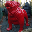 Statua XXL Laccato Rosso Bulldog Inglese