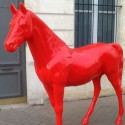 Cavallo Statua Laccato Rosso