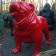 Statue Bulldog Anglais XXL Rouge Laqué TexArtes Jardinchic